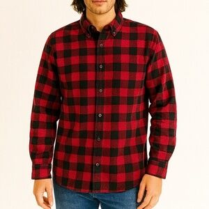 L.L. Bean Mens Buffalo Plaid Flannel Shirt Medium